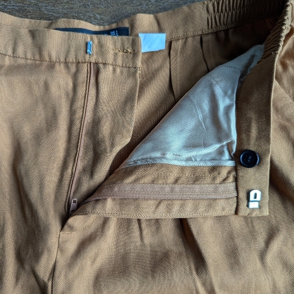 Zara Trouser Pants Camal Tan Womens size S Wide Leg Office Carrier High Waisted - Picture 4 of 8